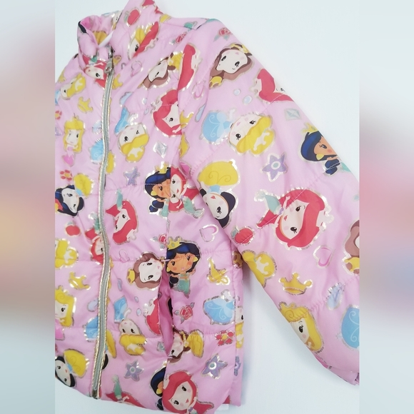 DISNEY Princess Characters Print Pink Puffer Jacket - Picture 5 of 14